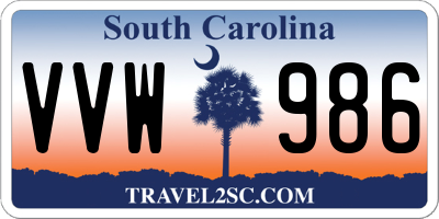 SC license plate VVW986