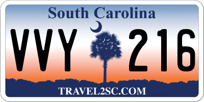 SC license plate VVY216