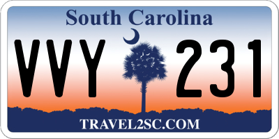 SC license plate VVY231