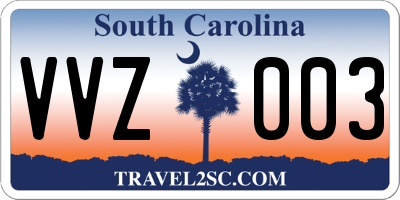 SC license plate VVZ003
