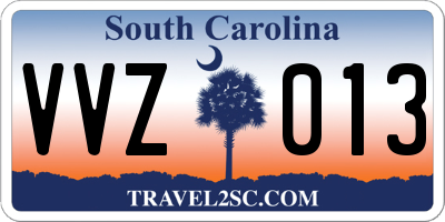 SC license plate VVZ013