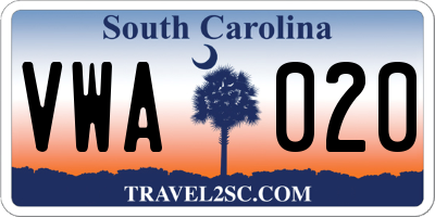 SC license plate VWA020