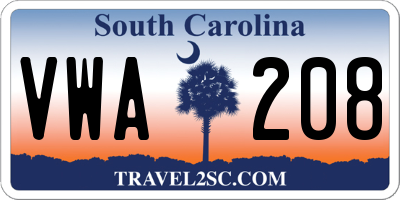 SC license plate VWA208