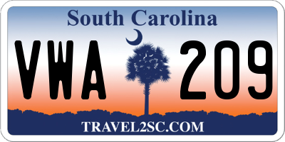 SC license plate VWA209