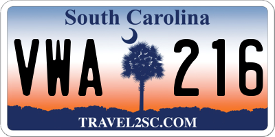 SC license plate VWA216