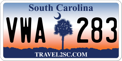 SC license plate VWA283