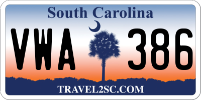 SC license plate VWA386