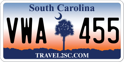 SC license plate VWA455