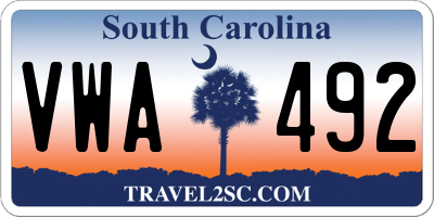 SC license plate VWA492