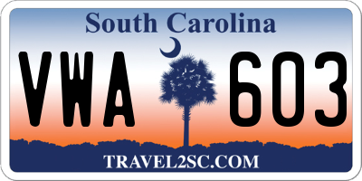 SC license plate VWA603