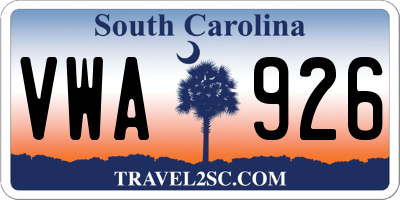 SC license plate VWA926