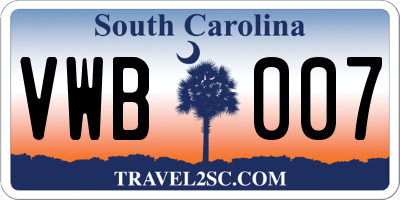 SC license plate VWB007