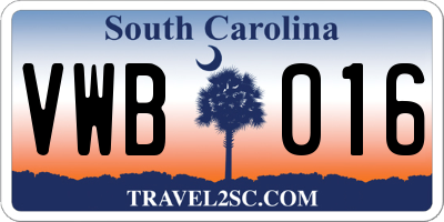 SC license plate VWB016