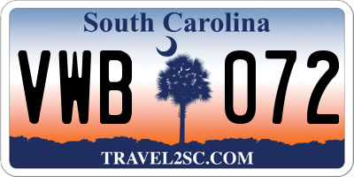 SC license plate VWB072