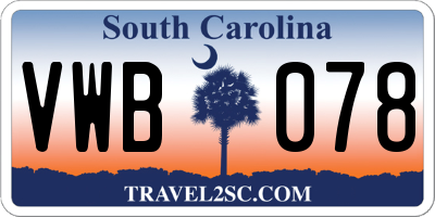 SC license plate VWB078