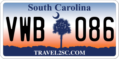 SC license plate VWB086