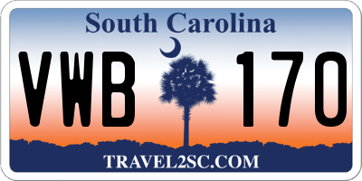 SC license plate VWB170