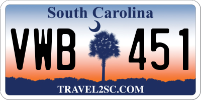 SC license plate VWB451