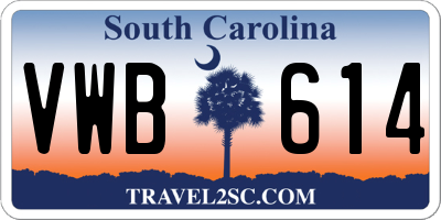 SC license plate VWB614