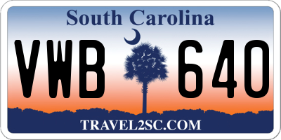 SC license plate VWB640