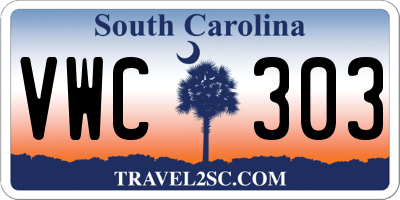 SC license plate VWC303