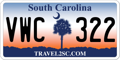 SC license plate VWC322