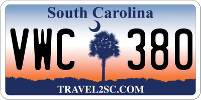 SC license plate VWC380