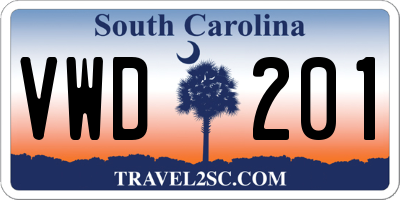 SC license plate VWD201