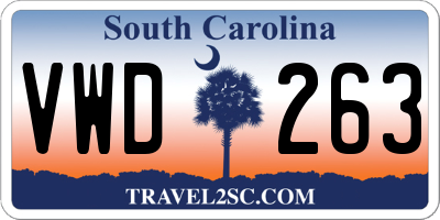 SC license plate VWD263