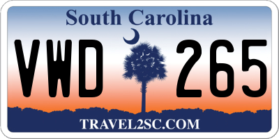 SC license plate VWD265
