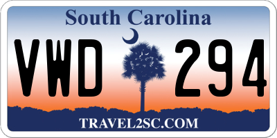 SC license plate VWD294