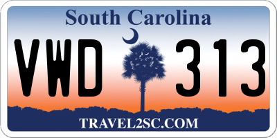 SC license plate VWD313