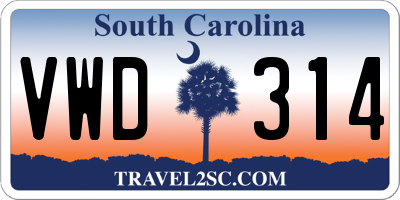 SC license plate VWD314
