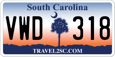 SC license plate VWD318