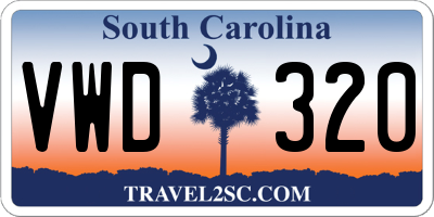 SC license plate VWD320