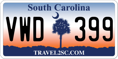 SC license plate VWD399