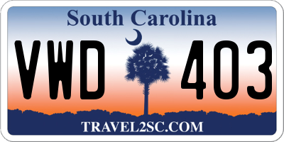 SC license plate VWD403