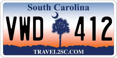 SC license plate VWD412