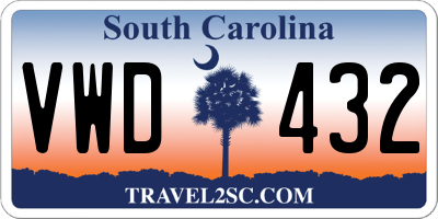 SC license plate VWD432