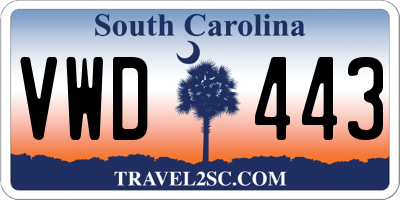 SC license plate VWD443