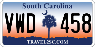 SC license plate VWD458