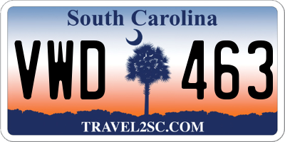 SC license plate VWD463