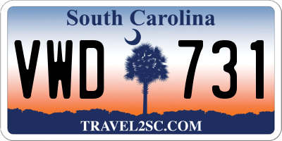 SC license plate VWD731