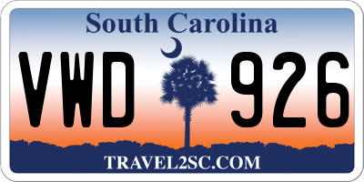 SC license plate VWD926