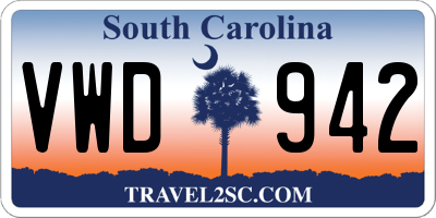 SC license plate VWD942