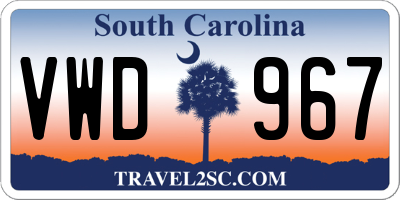 SC license plate VWD967