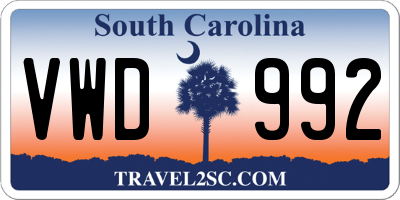 SC license plate VWD992