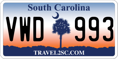 SC license plate VWD993