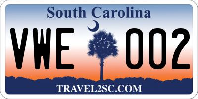 SC license plate VWE002
