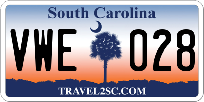 SC license plate VWE028
